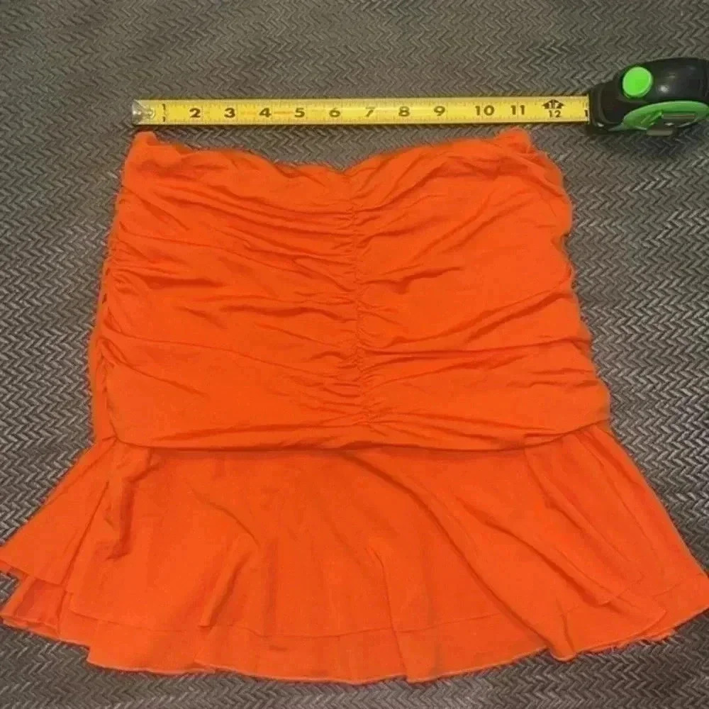 Easisi M Size L Orange Stretchy Ruffled Skirt Size Small NWT - Picture 5 of 7